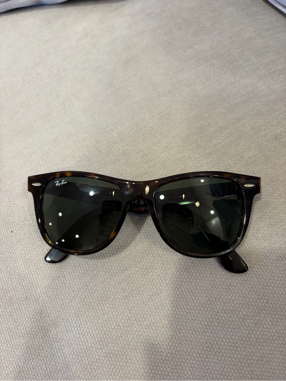 Ray-Ban Tortoiseshell Frame Sunglasses with Dark Green Lenses
